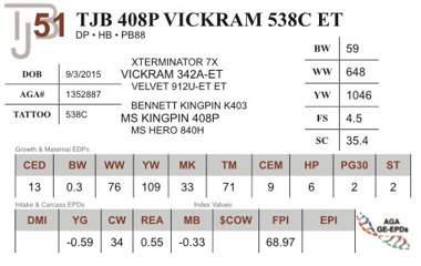 Lot 51 - TJB 408P VICKRAM 538C ET
